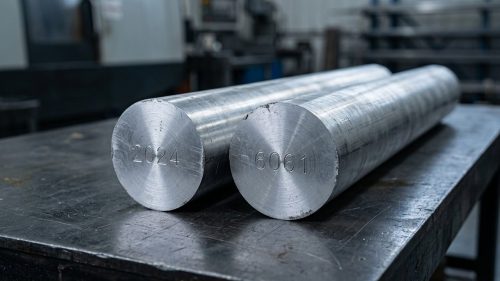 Comparing 2024 and 6061 aluminum round bar stock samples