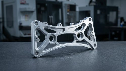 Machined aluminum bracket representing 3D printed automotive parts design