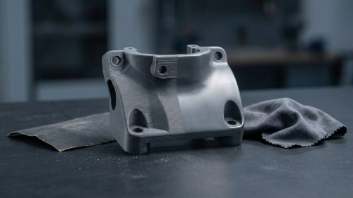 3D printed part showing surface finish before and after smoothing