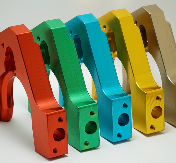 Colored anodized aluminum machined parts
