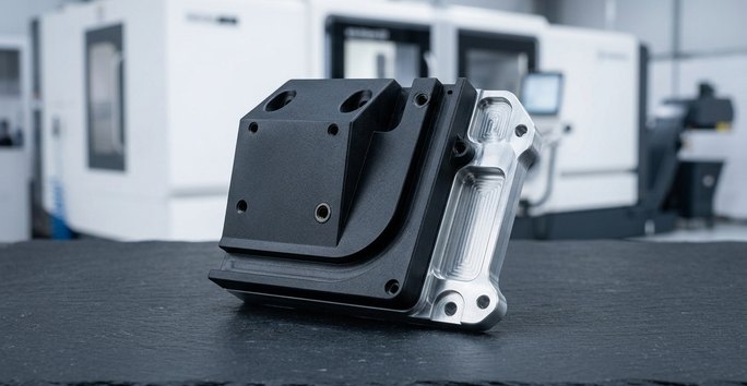 Black ABS CNC machined drone sensor mount bracket