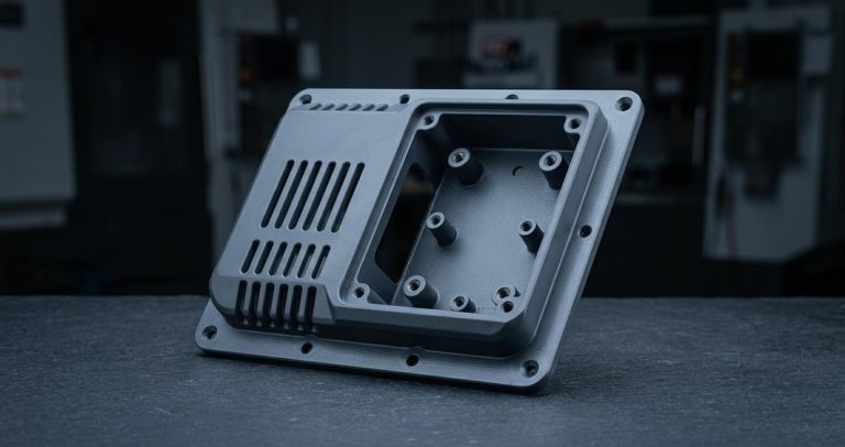 Flame-retardant ABS CNC machined enclosure panel closeup
