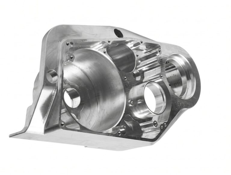 Machined aluminum housing with precision bores and mounting features