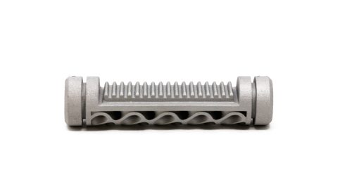 Cylindrical machined part with fins and wave cutouts