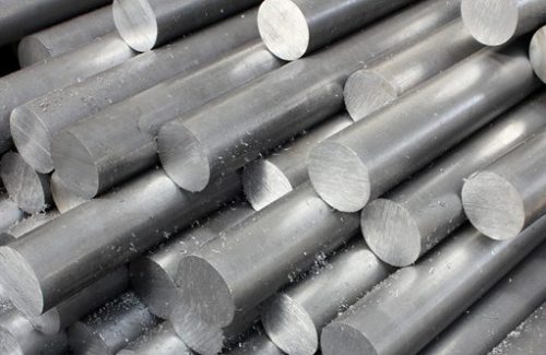 Stack of alloy steel round bars