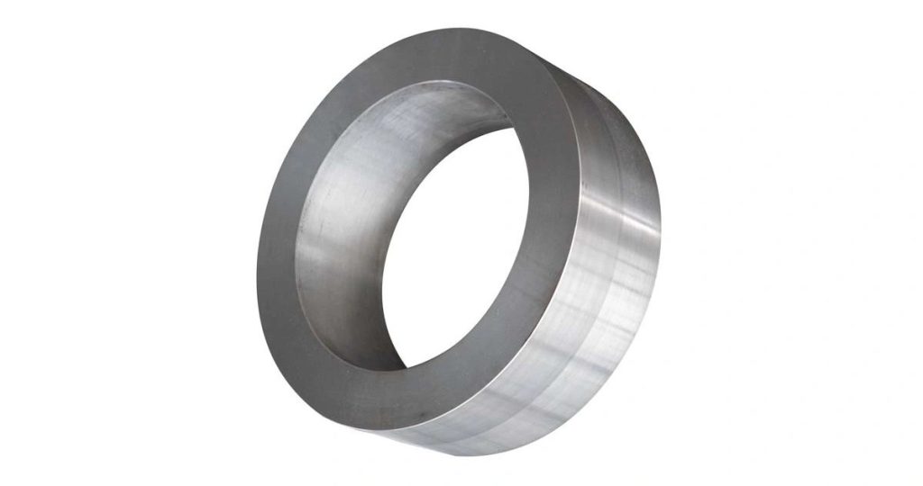 Carbon steel machined ring part isolated on white