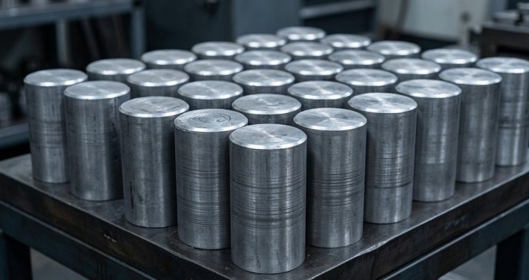Raw alloy steel cylindrical stock ready for machining