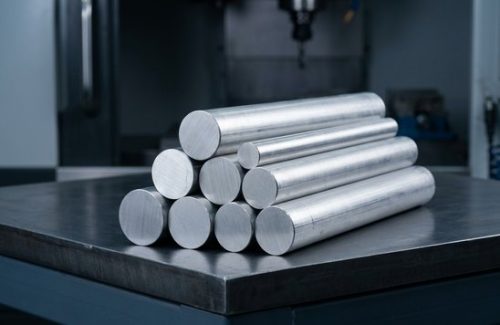 Raw 6061 aluminum bar stock before CNC machining