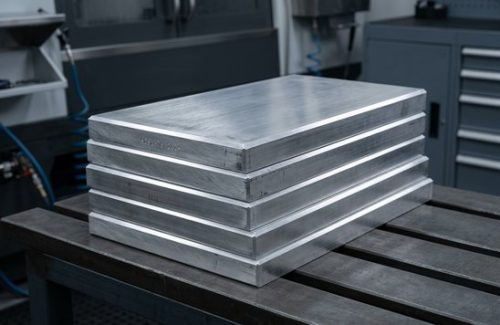 Raw 6061-T6 aluminum plate stock before machining