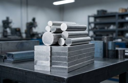 Raw 7075 aluminum round bar stock before CNC machining
