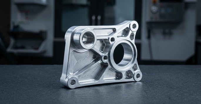 Aluminum automotive bracket with machined fitting bore