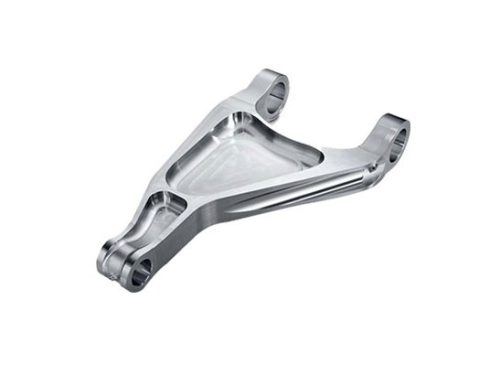 Aluminum machined bracket with complex geometry and smooth finish