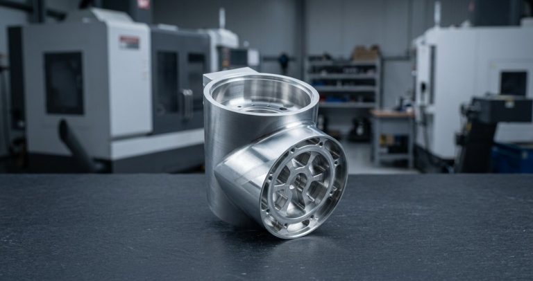 Complex aluminum housing machined on CNC equipment