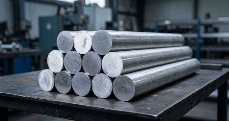 Raw aluminum bar stock ready for CNC machining
