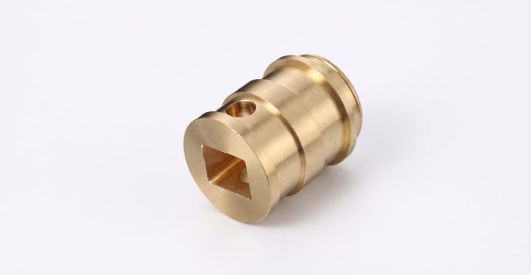 Brass machined part with square drive and side hole