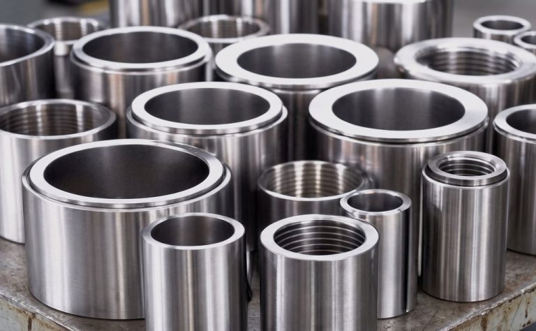 Stainless steel cylindrical parts with machined threads