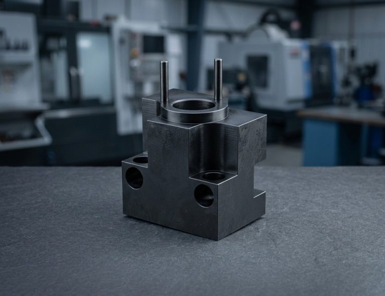 Black oxide tooling fixture block with precision locating pins