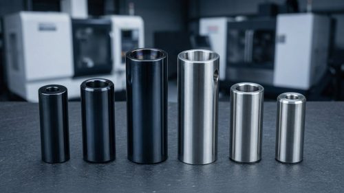 Black oxide coated steel bushings compared to bare metal finish