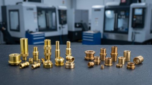 Brass 360 and brass 260 CNC machined parts compared side by side