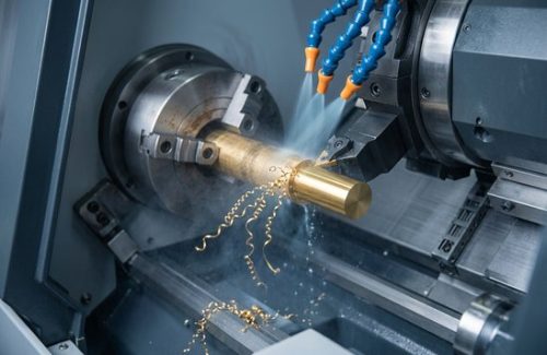 CNC turning brass CZ121 bar producing bright curling chips