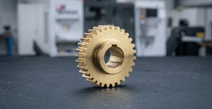 Brass gear machined for industrial equipment use