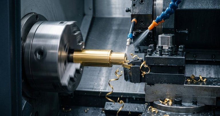 CNC turning operation on brass material at DEK