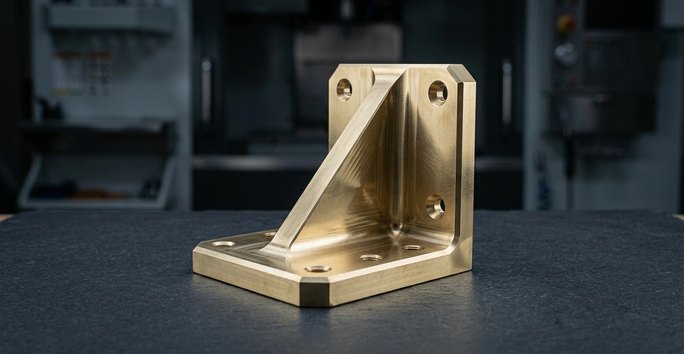 Brass structural bracket machined for support parts