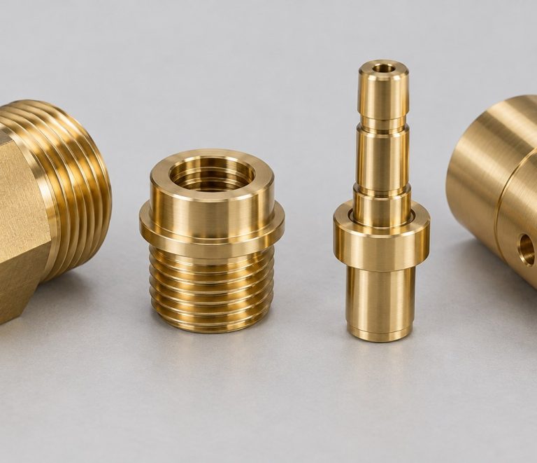 Finished brass turned parts machined from C360 brass bar stock