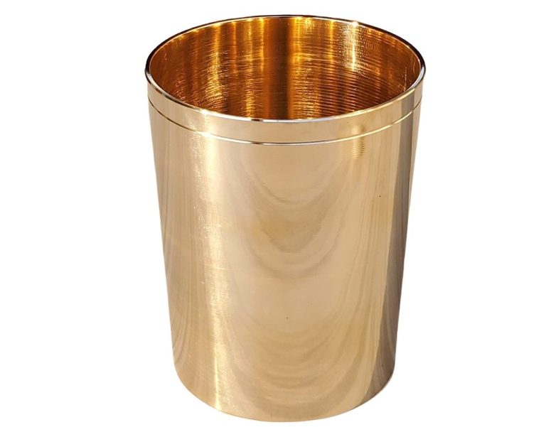 Bronze cylindrical cup with machined interior