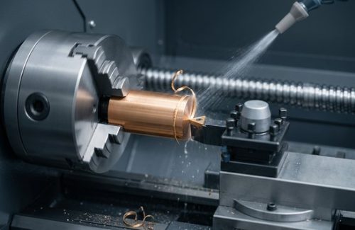 CNC turning operation machining a bronze 932 bar