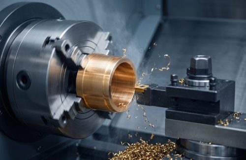 CNC turning of bronze 954 bushing on lathe