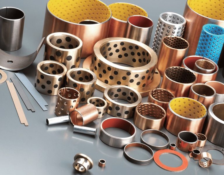 Bronze sliding bushings and bearing components arranged on surface