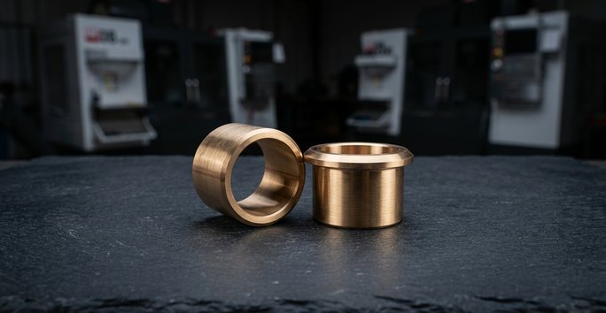 Bronze sleeve bearing bushings for robotics on worktable