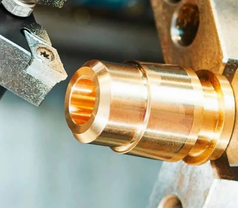 CNC turning of a bronze bushing