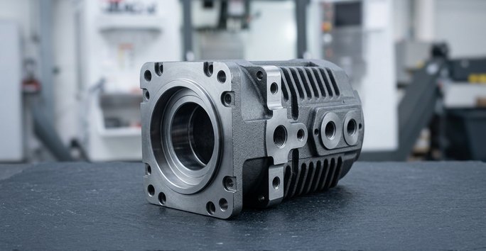 Cast iron compressor housing with bored bearing seat