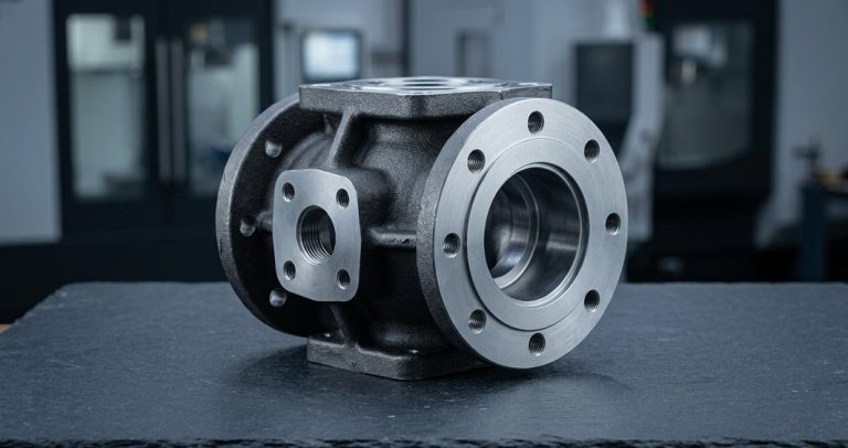 Ductile iron valve body finished part on table