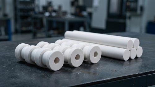 White ceramic rod illustrating ceramic melting point machining properties