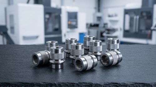 Chrome-plated machined fittings showing mirror-bright surface finish
