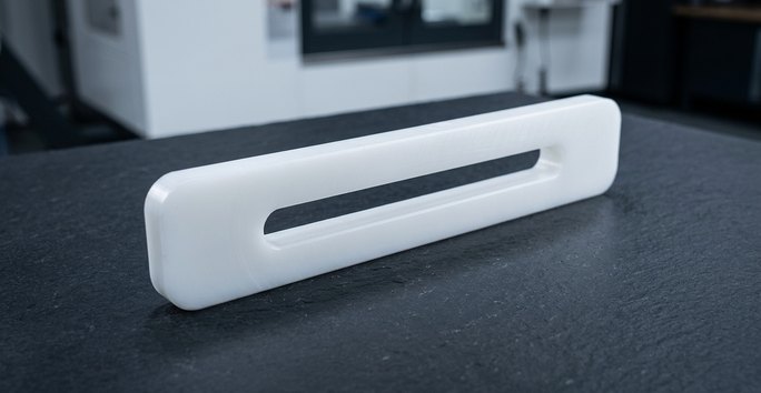 CNC machining plastics UHMW-PE wear strip on worktable