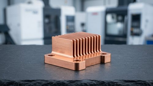 CNC milling copper heat sink with precision machined cooling fins