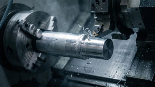 CNC machining defect visible on turned metal part surface