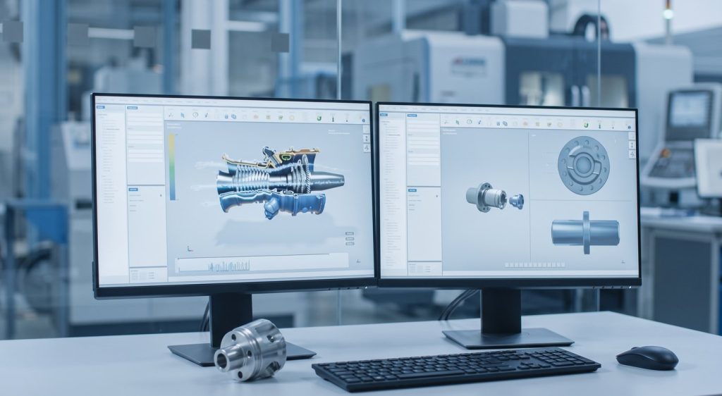 CAD design screens protecting confidential CNC machining part data