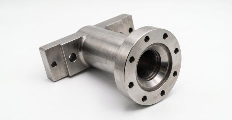 CNC machined metal housing with flange and mounting holes