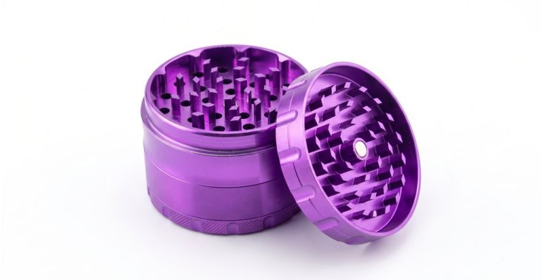 Purple anodized aluminum herb grinder components