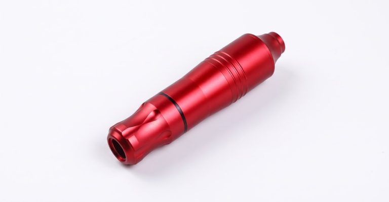 Red anodized aluminum motor housing for tattoo pen