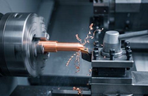 CNC machining copper C101 rod on a precision lathe