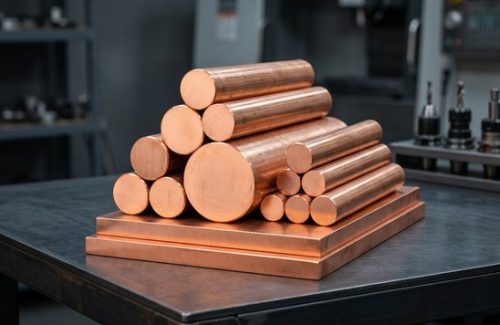 Raw copper C101 round bar stock before CNC machining