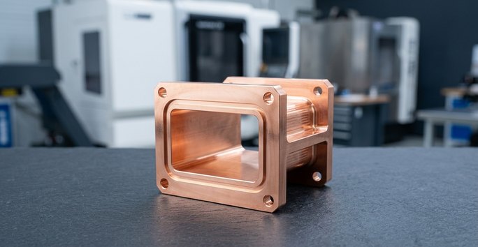 Machined copper waveguide component for aerospace RF systems