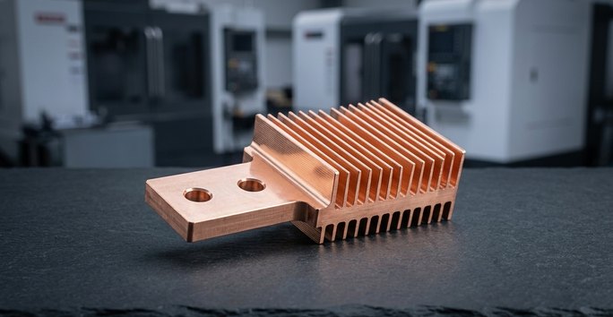 Copper bus bar heat sink machined for automotive systems