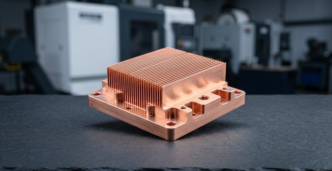 Machined copper heat sink block for semiconductor equipment